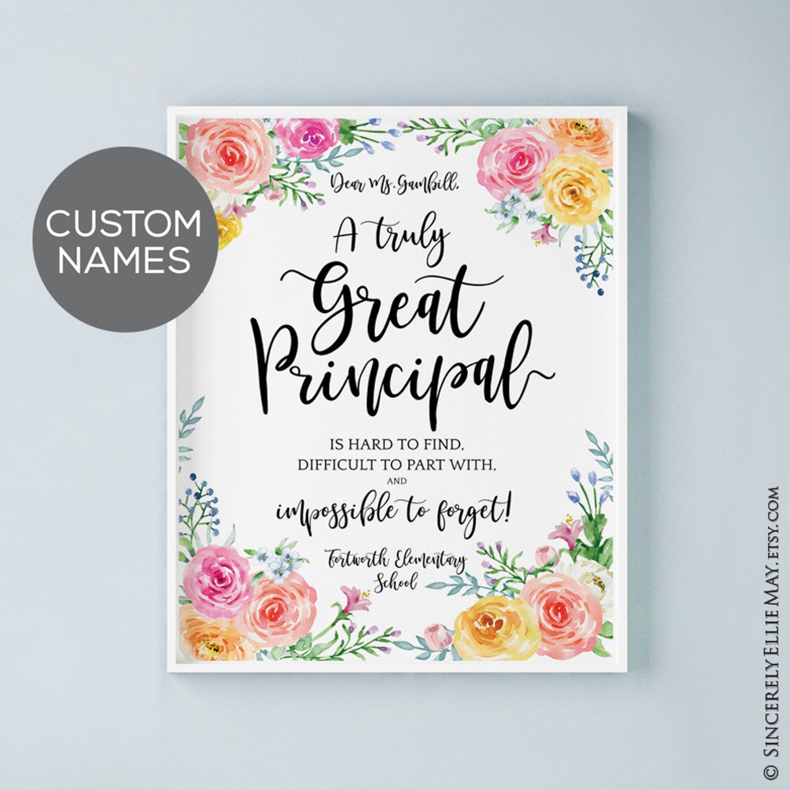 Principal Retirement Gifts Custom Appreciation Sign Etsy