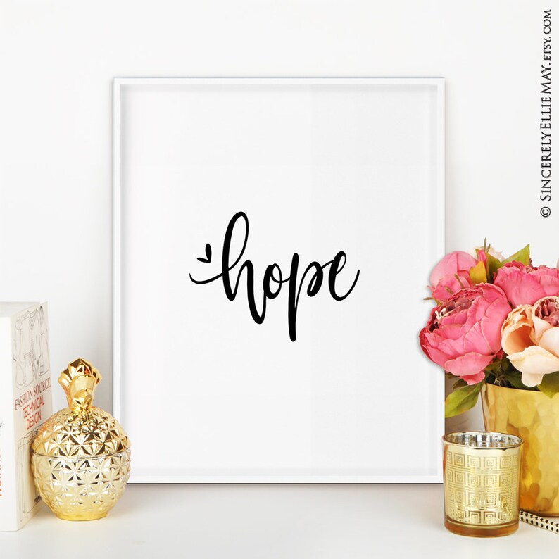 Hope Inspirational Quote Wall Art Minimalist Typography Large Etsy