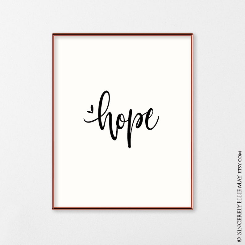 Hope Inspirational Quote Wall Art Minimalist Typography Large Etsy