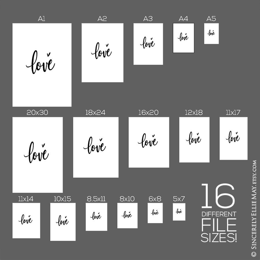 Love One Word Typography Wall Art Sign Wedding Poster Family Etsy