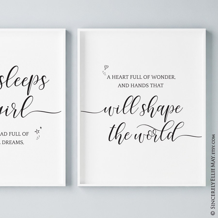 Nursery Art Girl Here Sleeps A Girl Quote Wall Decor Etsy Australia