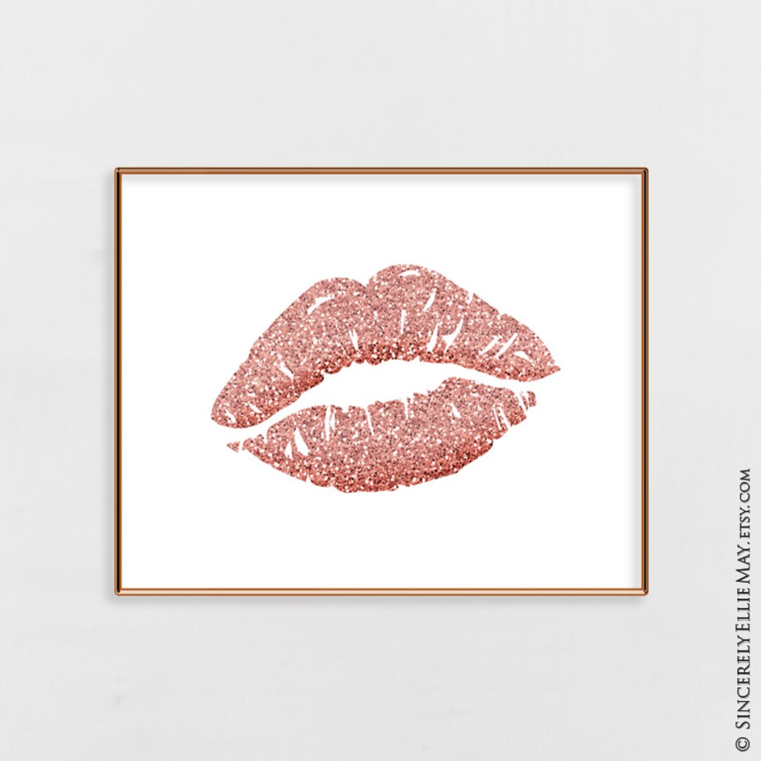 Rose Gold Lips Wall Art - Beautiful Luscious Lips Makeup Printables for ...