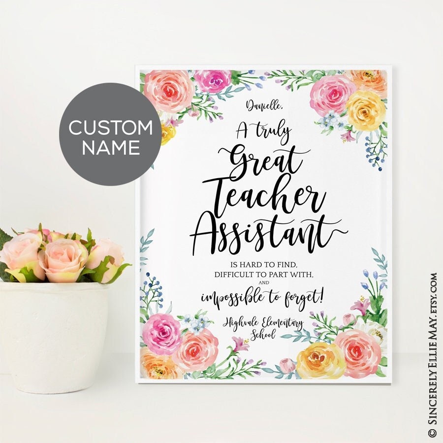 Teacher Assistant Gifts, Teaching Assistant Appreciation - Custom Names,  Perfect as Educational Wall Art Gift YOU PRINT 40434 - Etsy, image size:900x900