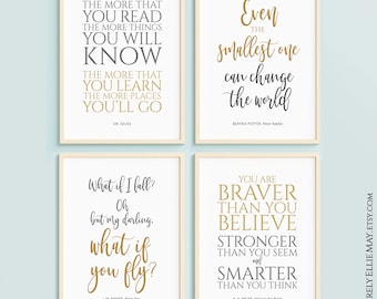 Book Quotes Motivational Wall Art Gifts For Children Printable -  Winnie the Pooh, Peter Rabbit, Peter Pan, Dr Seuss Quote YOU PRINT 40822