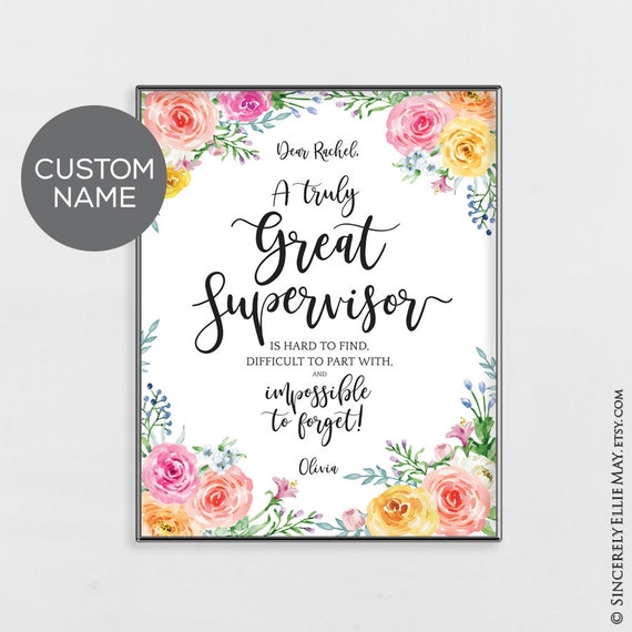 Supervisor Appreciation Gifts Custom Name Wall Art As Thank Etsy 