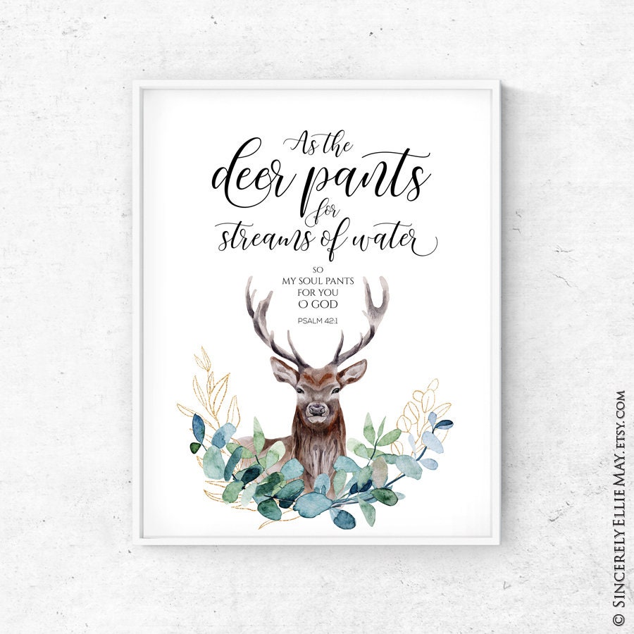 Watercolor Deer Wall Art Bible Verse Psalm 42 1 Digital Print - Etsy Ireland