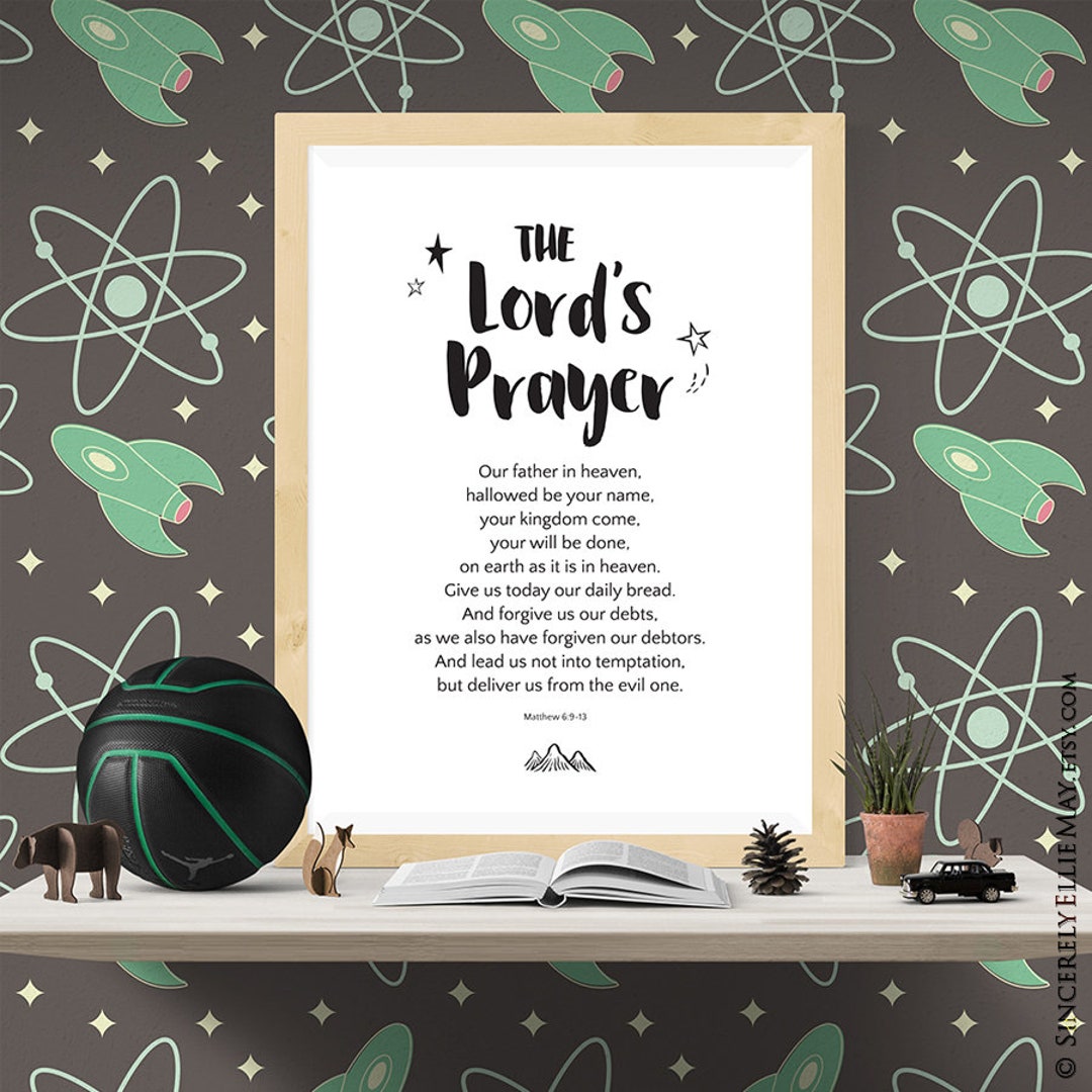 The Lords Prayer Printable for Young Boys Christian Wall Art is Perfect ...