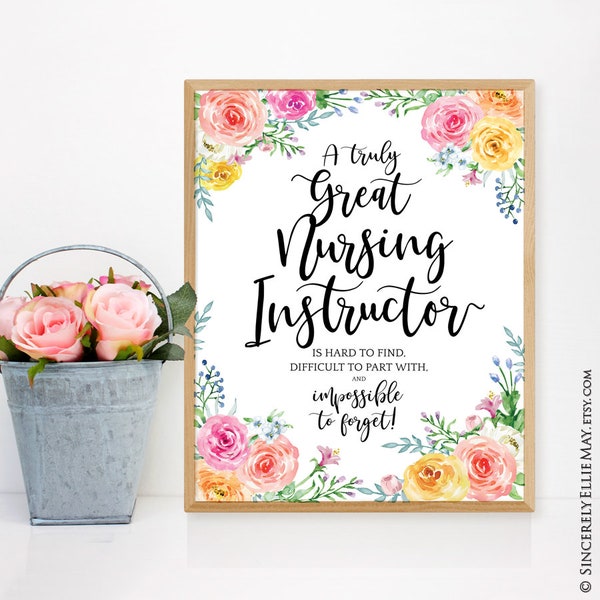 Nursing Instructor Appreciation Gifts - Health Professional Nurse Office Printable Wall Art, Thank You and Goodbye Gift YOU PRINT 40584