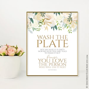 Wash The Plate Mother Teresa Quote Kitchen Sign Wall Art Poster - Saint Teresa Home Decor Printable Instant Download YOU PRINT 40686