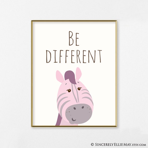 Pink Zebra Decor Safari Nursery Wall Art Animals Printable Be Different Quote Great To Decorate Kids Bedroom You Print 40333