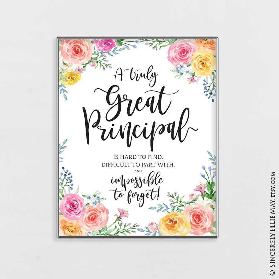 Principal Appreciation Gift Printable Quote Sign Also Great Etsy 