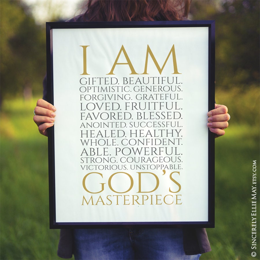 Gods Masterpiece Identity In Jesus Christ Positive Mind Christian Wall Art Quotes Perfect As Christmas Gift