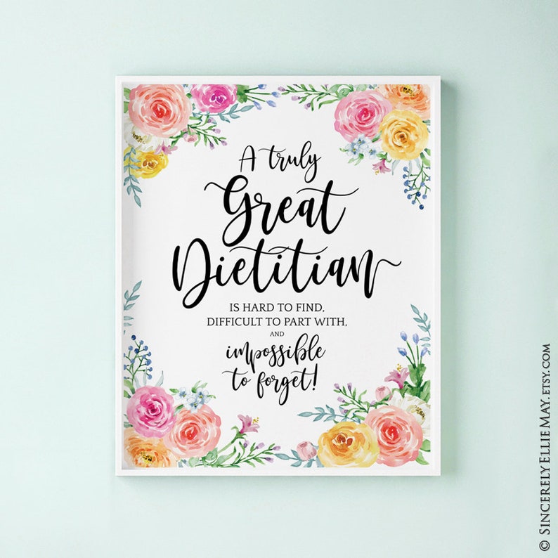 Dietitian Appreciation Gift Inspiring Dietetics Office Wall Etsy