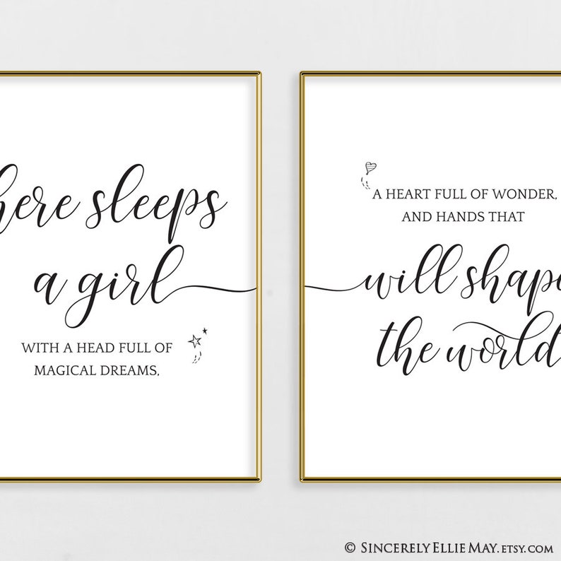 Nursery Art Girl Here Sleeps A Girl Quote Wall Decor Etsy Australia