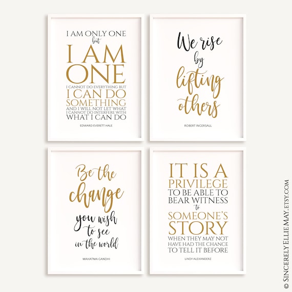 Social Worker Motivational Quotes - Office Wall Art Gift Set of 4 Large Digital Prints Typography Printable YOU PRINT 40783