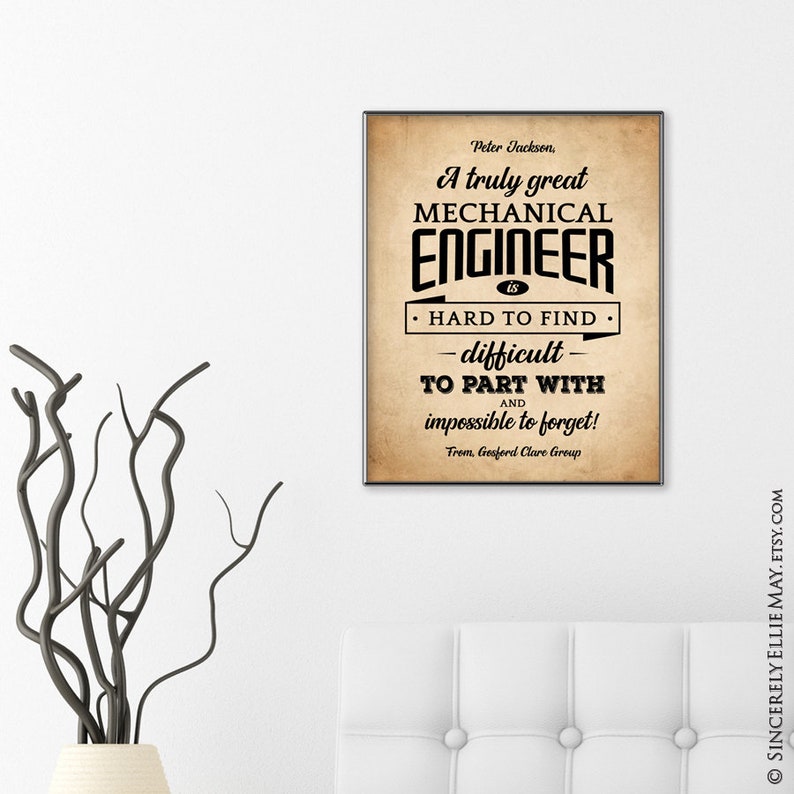 Mechanical Engineer Gifts Custom Names Appreciation Quote Etsy Australia