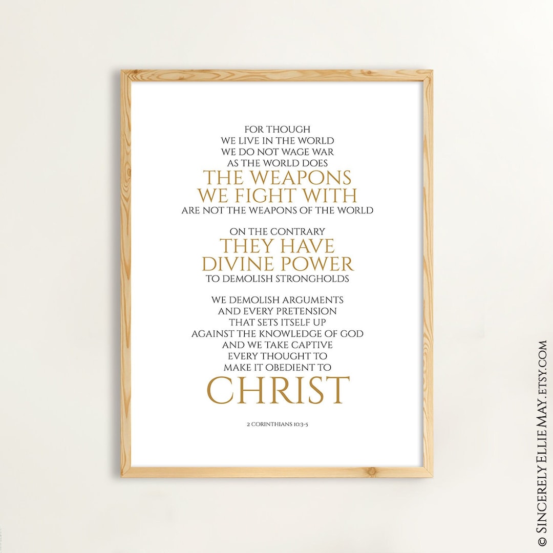 2 Corinthians 10:3-5 Scripture Verses Spiritual Warfare Wall Art ...