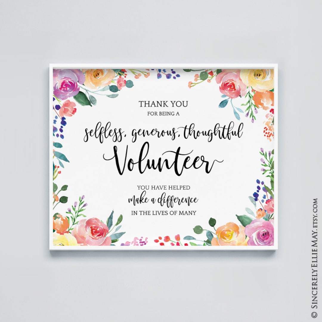 Appreciation Ts For Volunteer Thank You Volunteer Printable