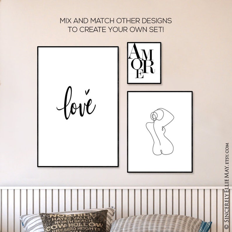 Love One Word Typography Wall Art Sign Wedding Poster Family Etsy