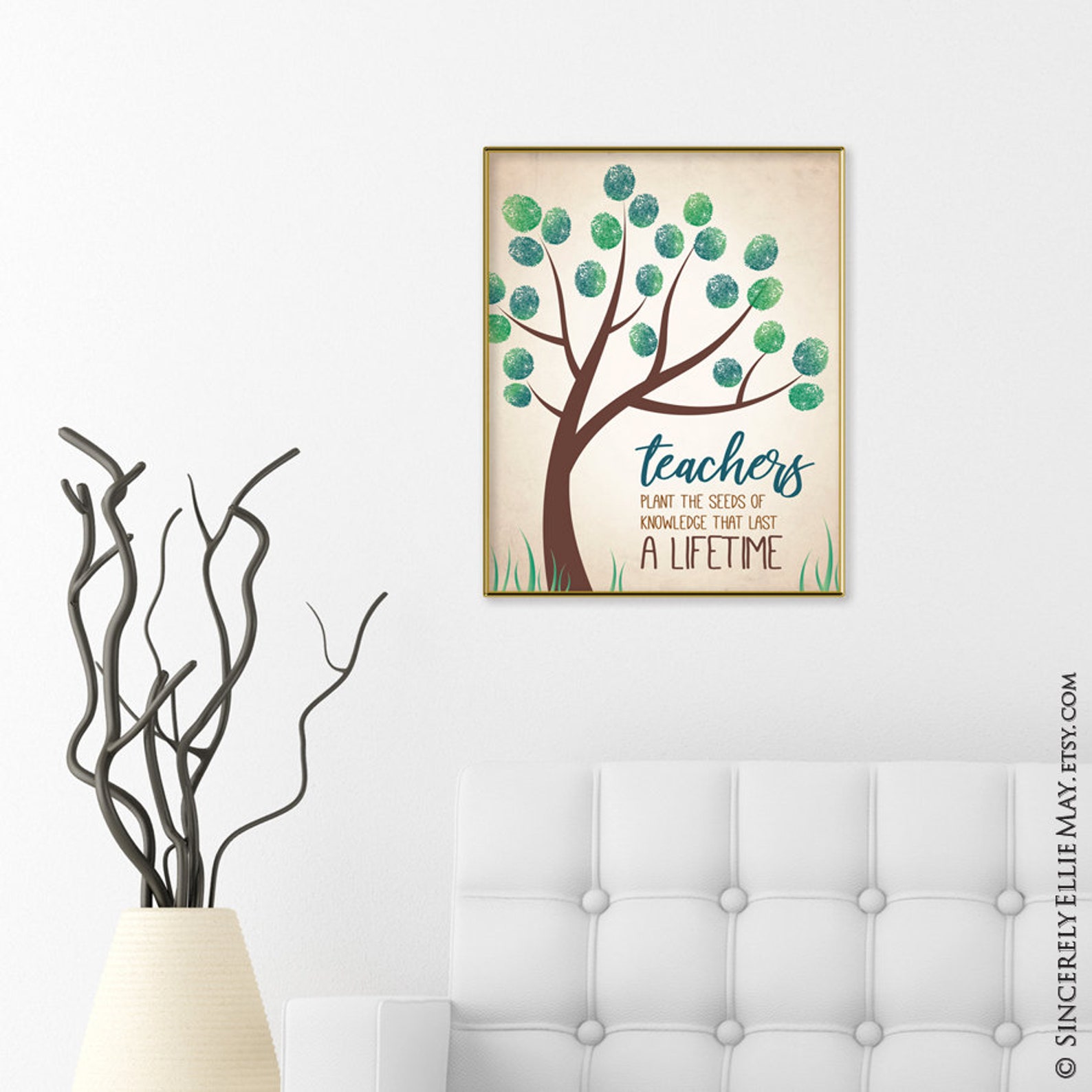 Fingerprint Tree Teacher Appreciation Retirement Printable Classroom ...