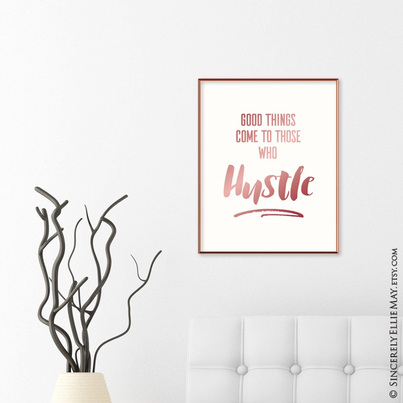 Rose Gold Office Wall Art Good Things Come to Those Who Etsy