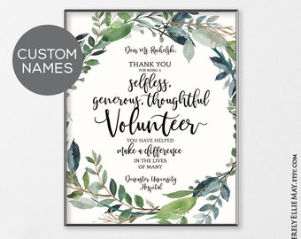 Volunteer Appreciation Custom Poster Gifts, Personalized Thank You Card - Selfless, Generous, Thoughtful Volunteer Wall Art YOU PRINT 40631