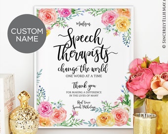 Custom Speech Therapist Appreciation Gift: Floral Office Wall Art (Digital Download)
