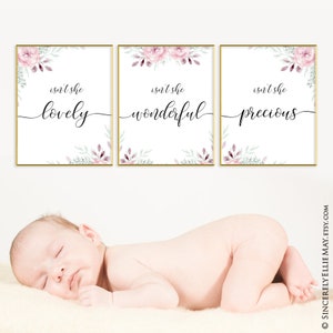 Song Lyrics Kinderzimmer Wandkunst Poster Geschenk - isn't She Lovely - Stevie Wonder New Baby Girl Blush Pink Blumen Printable YOU PRINT 40590