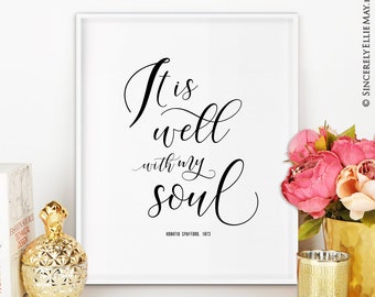 Está bien con mi alma, himnos Arte de pared Canción cristiana imprimible - perfecto como decoración del hogar QUE IMPRIME 40423