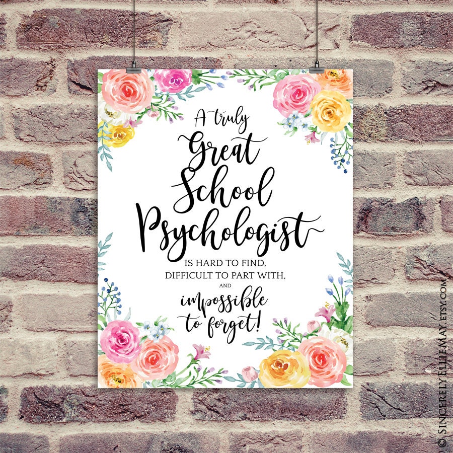 School Psychologist Appreciation Gifts Psychology Wall Art Etsy