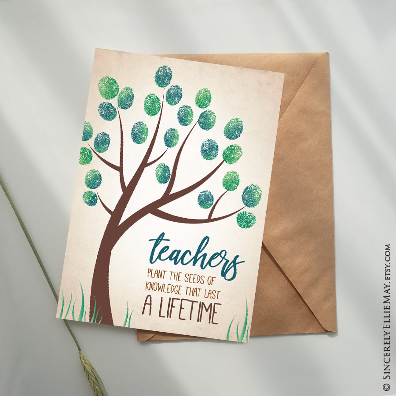 Fingerprint Tree Teacher Appreciation Retirement Printable Classroom ...