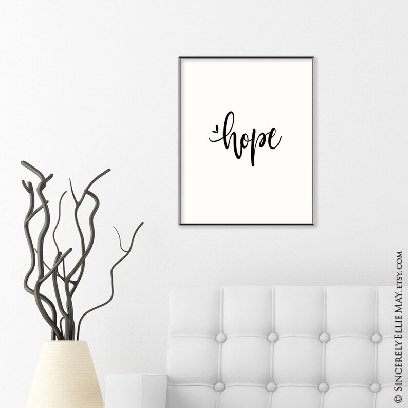 Hope Inspirational Quote Wall Art Minimalist Typography Large Etsy