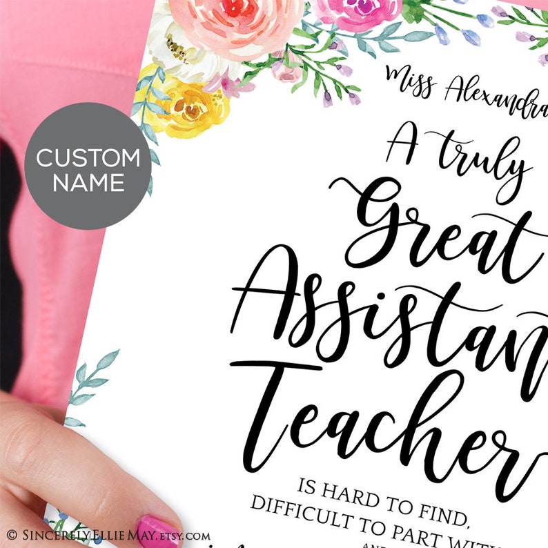 Assistant Teacher Gift Great as Personalized Thank You Gifts Etsy