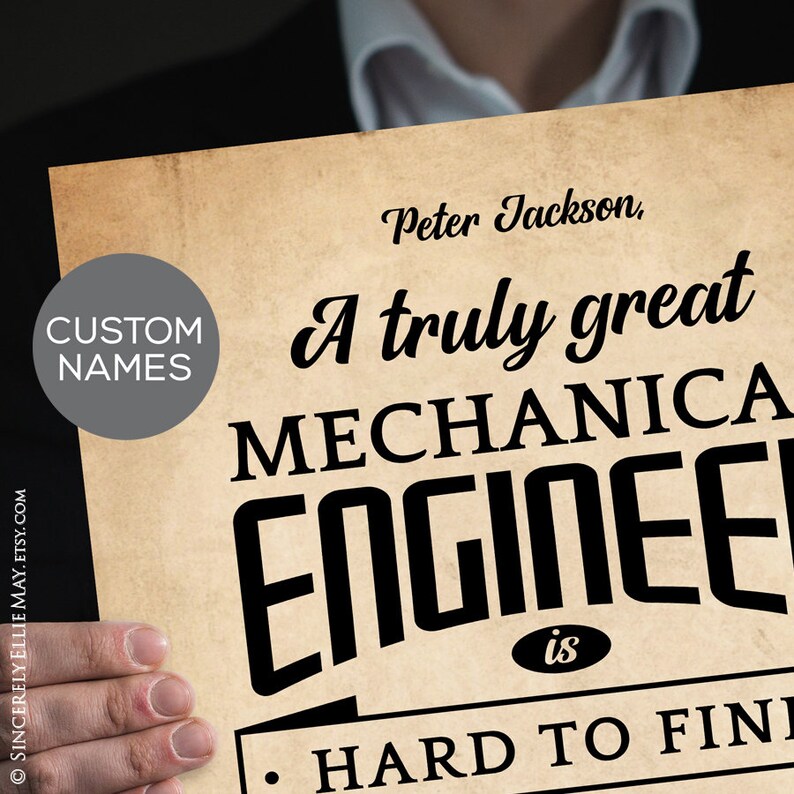 Mechanical Engineer Gifts Custom Names Appreciation Quote Etsy Australia