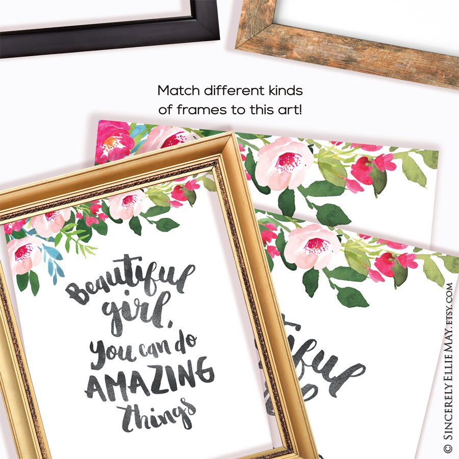 Baby Girl Quote Wall Art Beautiful Girl You Can Do Amazing Etsy Australia