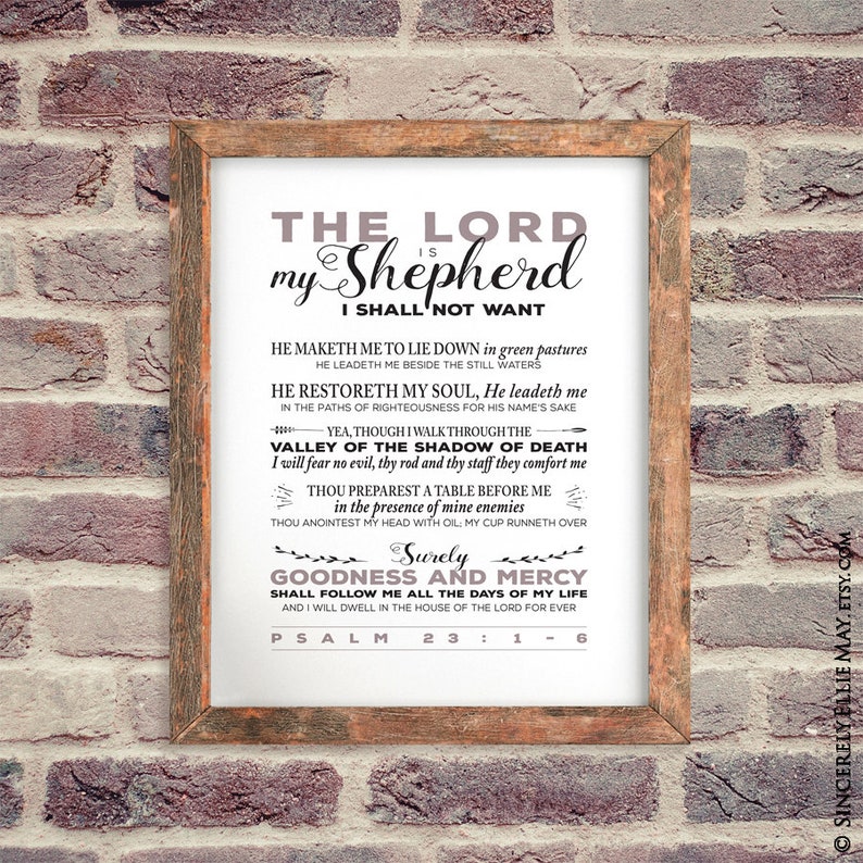 Psalm 23 Printable Christian Wall Art Sign YOU PRINT Etsy