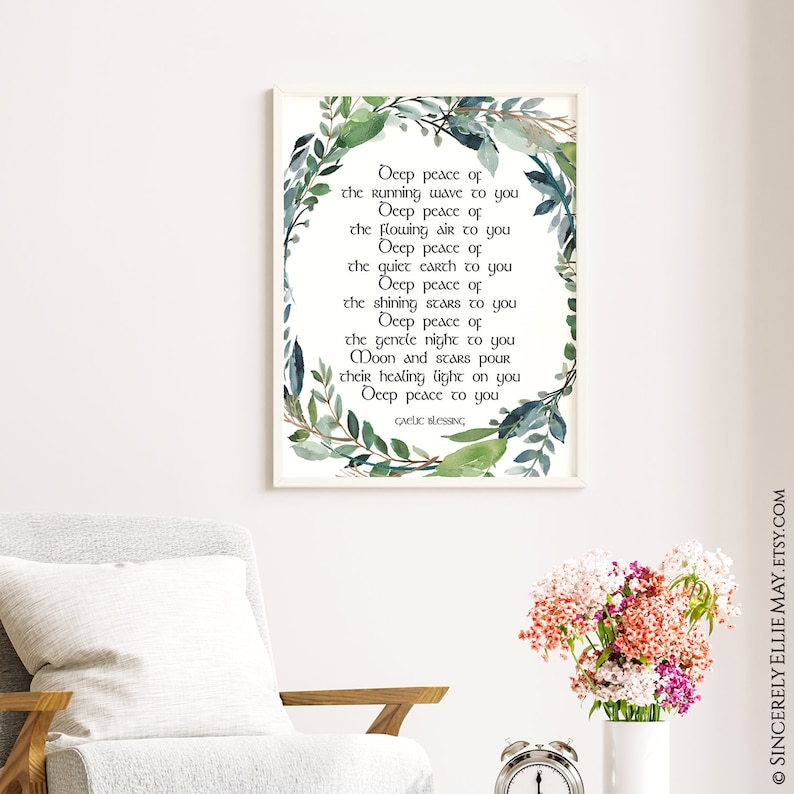 Deep Peace Gaelic Blessing Wall Art Decor Irish Sayings Etsy