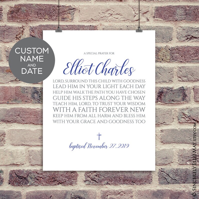 Christening Gift Boy Personalized Baptism Prayer YOU PRINT Etsy Australia
