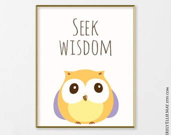 Safari Nursery Decor Poster Owl Wall Art - Sagesse Citation Imprimable, grand comme cadeau de douche de bébé et pour décorer chambre d’enfant VOUS PRINT 40338