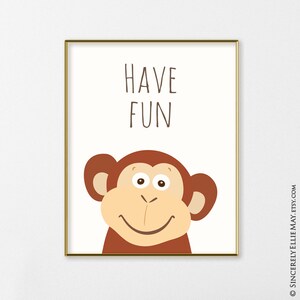Mono vivero decoración, parte de Safari Jungle Animals YOU PRINT Baby Shower Gift - Wall Art Poster Imprimible para decorar el dormitorio del niño 40331
