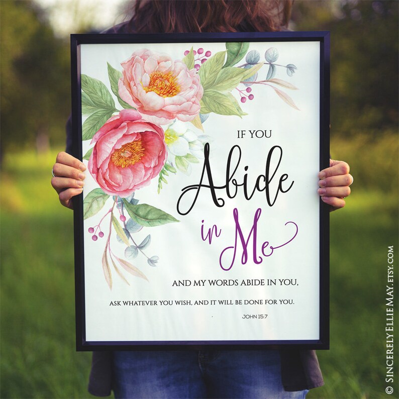 Abide In Me Bible Verse Wall Art Printable on Remaining In | Etsy