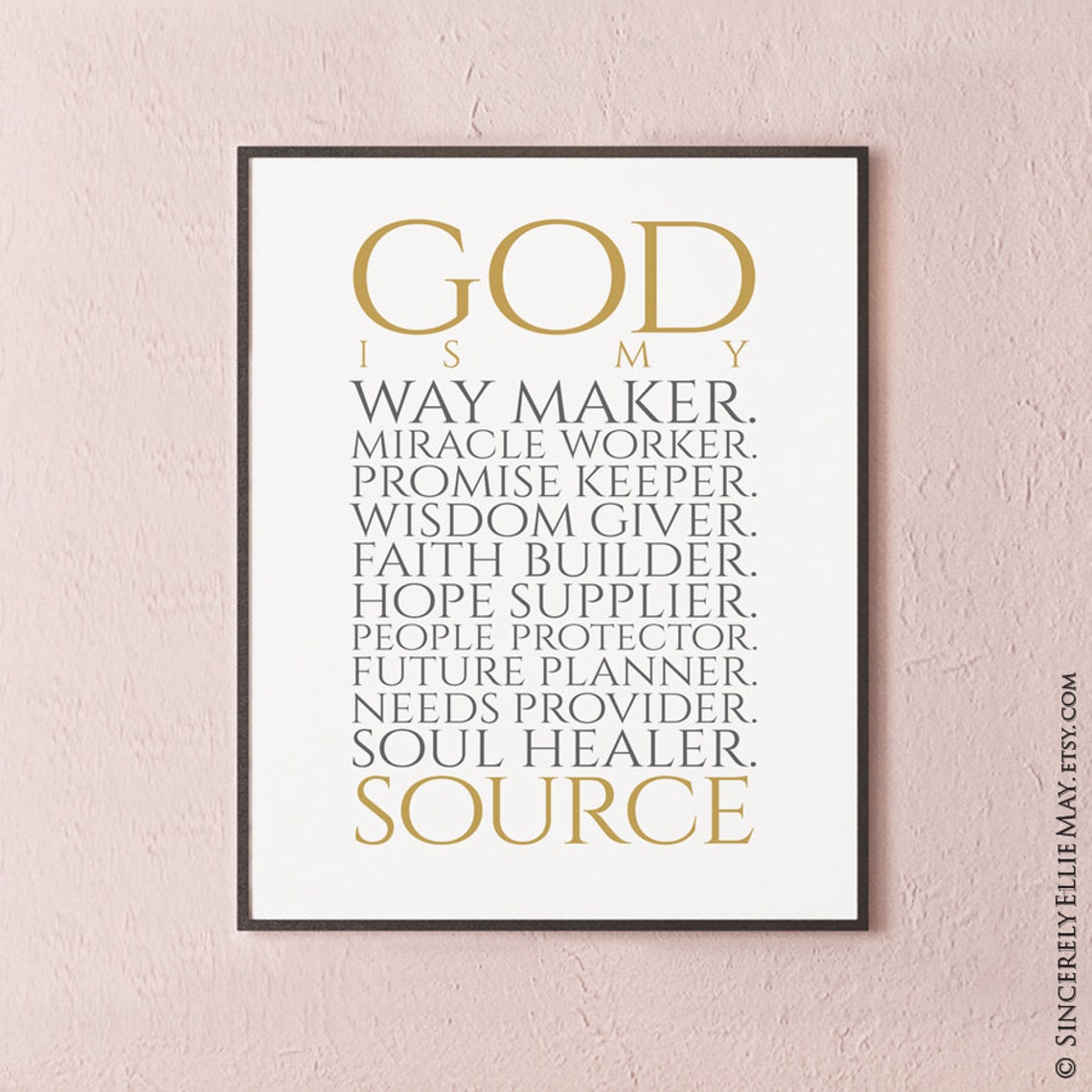 Way Maker God Is My Source Christian Wall Art Positive Etsy