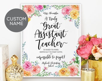 Assistente insegnante regalo, ottimo come regalo di ringraziamento personalizzato - School Office Appreciation Wall Art Nomi personalizzati STAMPA 40433