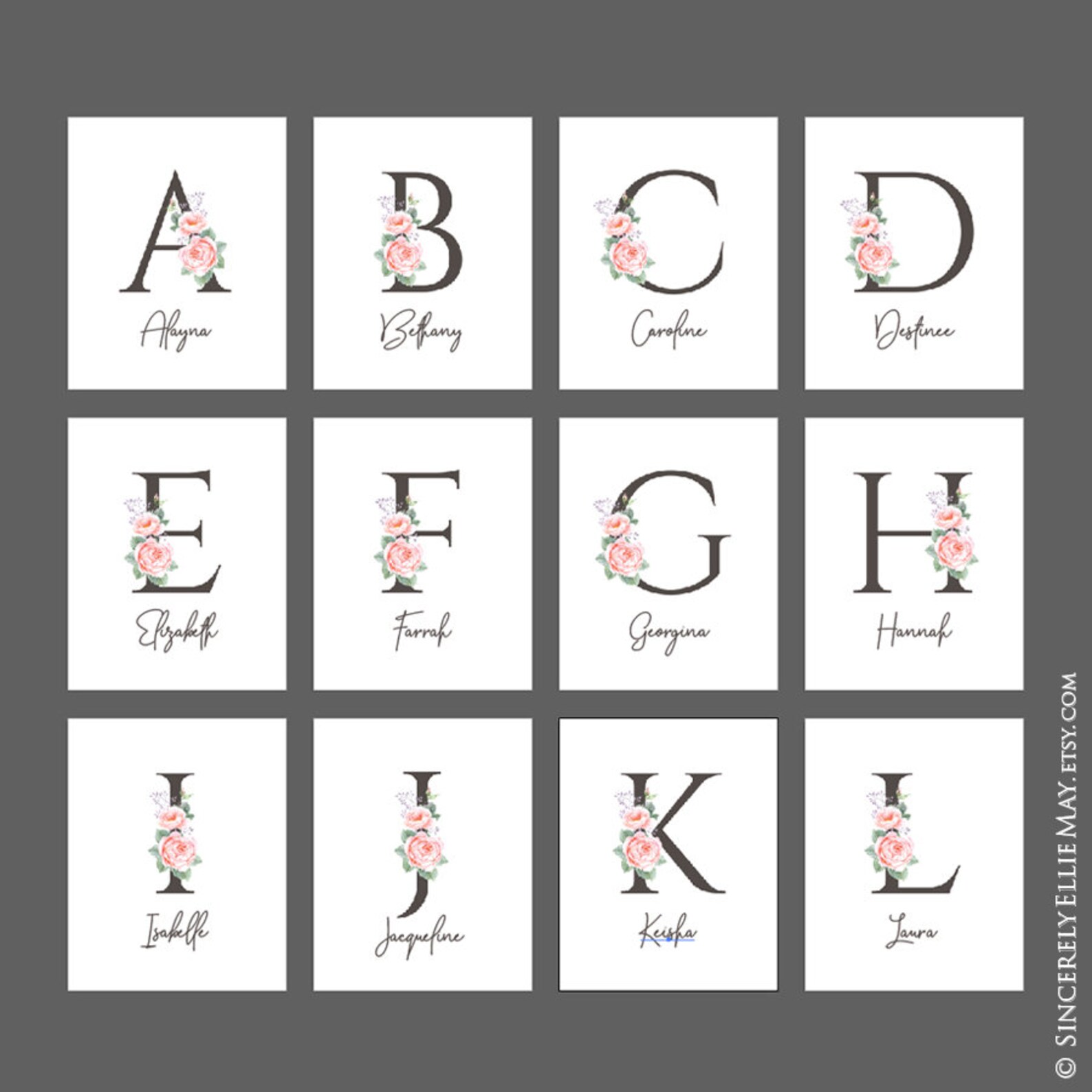 Blush Pink Gray Custom Girl Wall Art Baby Shower Gift Etsy