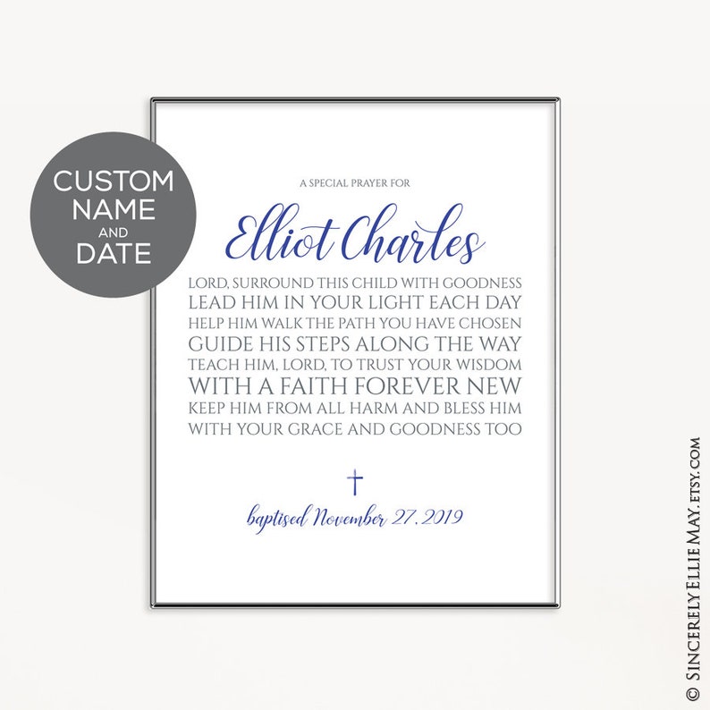 Christening Gift Boy Personalized Baptism Prayer YOU PRINT Etsy Australia