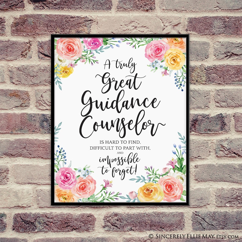 Guidance Counselor Gifts Thank You Wall Art Decor Printable Etsy