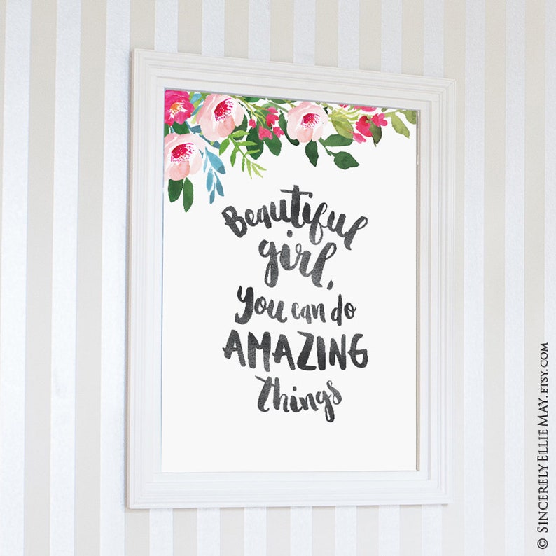 Baby Girl Quote Wall Art Beautiful Girl You Can Do Amazing Etsy