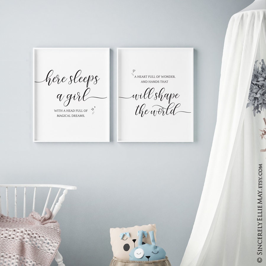Nursery Art Girl Here Sleeps A Girl Quote Wall Decor Etsy Australia