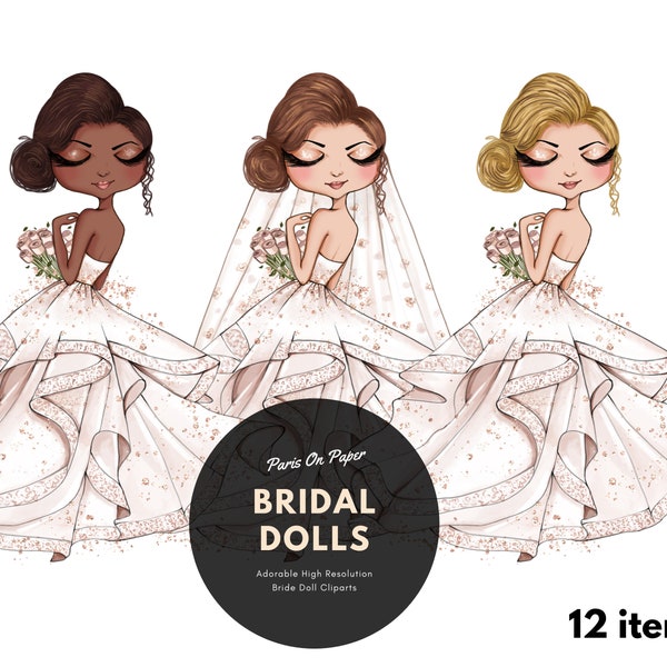 Bride Doll Clipart | Fashion Illustration | Glam Planner | Girl Clipart | Bridal shower| Planner Dashboard | Bridesmaid | Instant Download