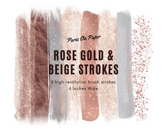 Rose Gold Brush Strokes Clipart | Paintstroke PNG | Design Elements| Blogger Header Clipart | Planner Clipart | Hand drawn | Commercial use